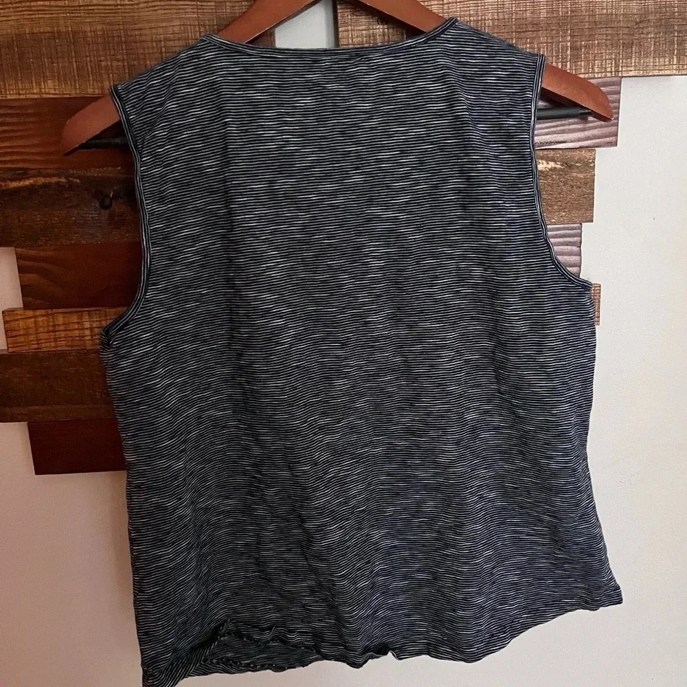 Talbots women’s tank sleeveless blouse Large Petite embroidered striped summer - Picture 4 of 6